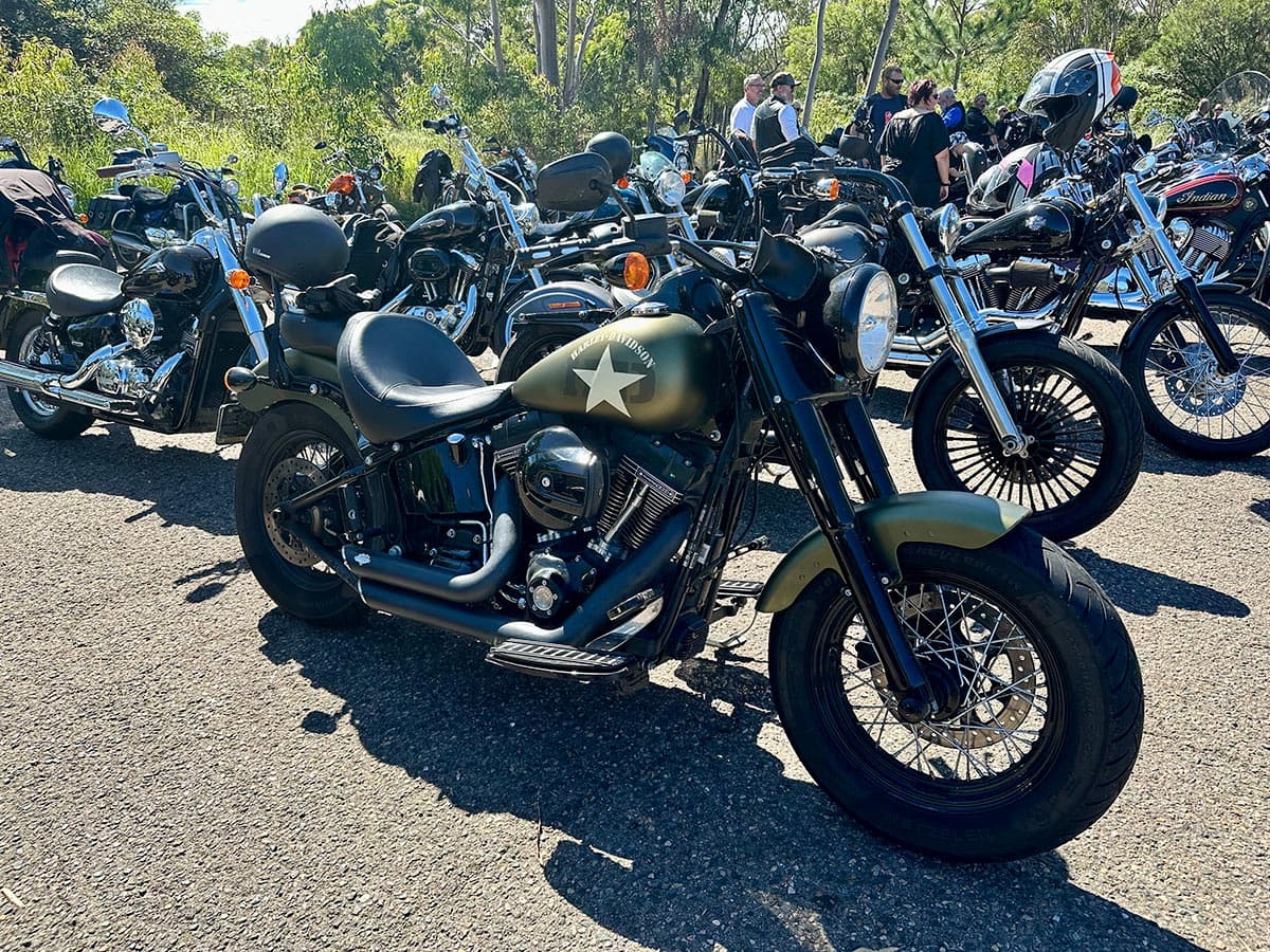 Custom motorcycle on display
