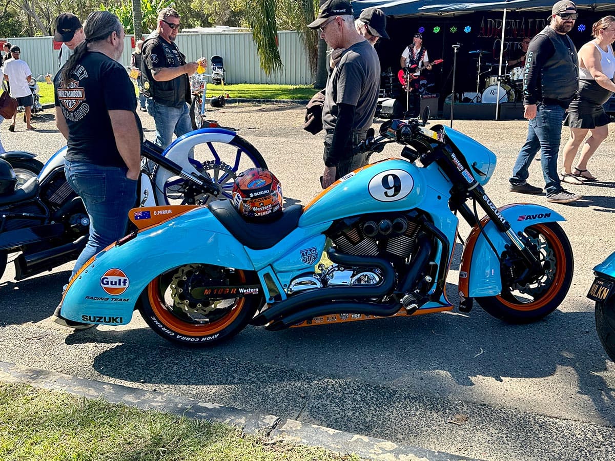 Performance motorcycle at show