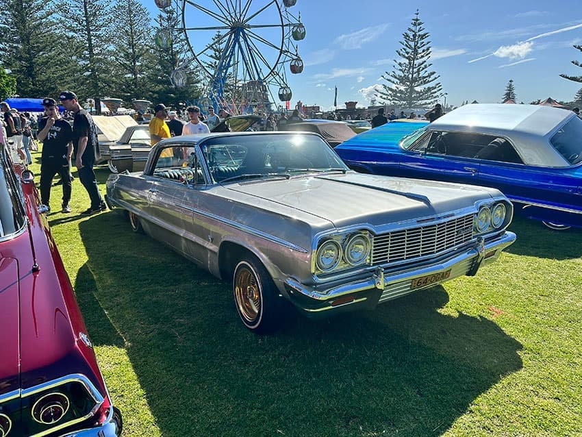 Candy paint lowrider with wire wheels at The Entrance NSW car show