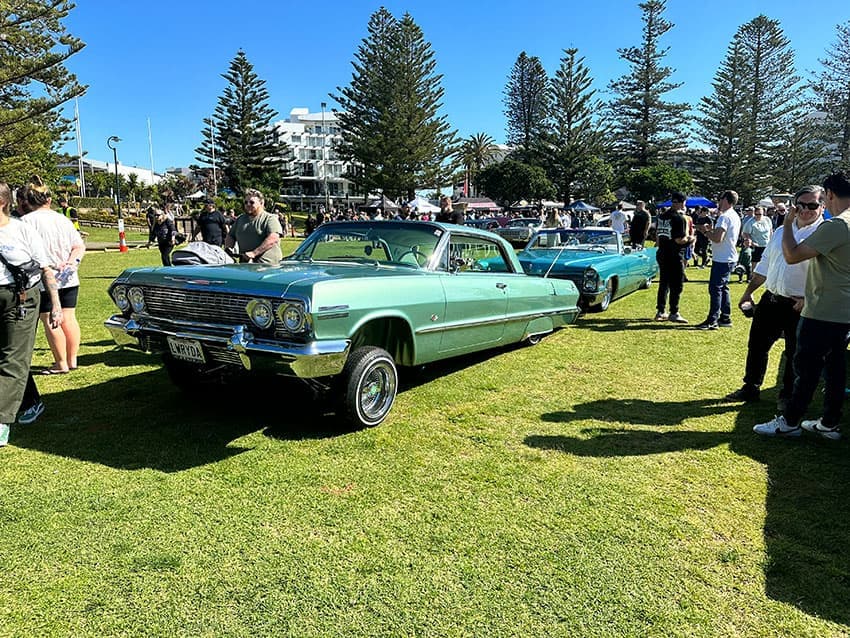 Luxury sedan lowrider at Lowrider Sunday 2023 Memorial Park NSW