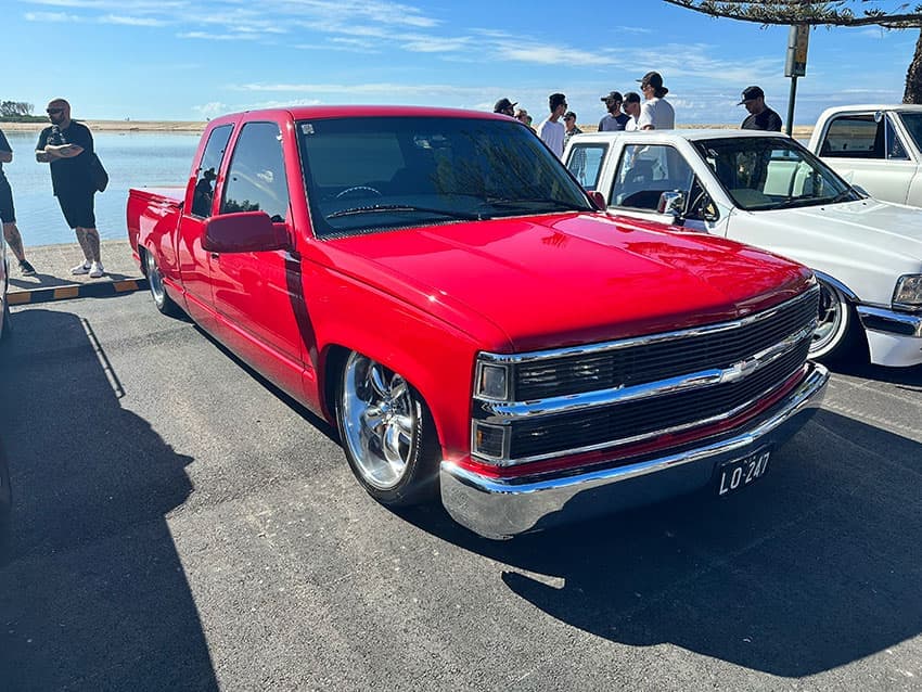Vintage custom car with lowrider styling at Lowrider Sunday 2023