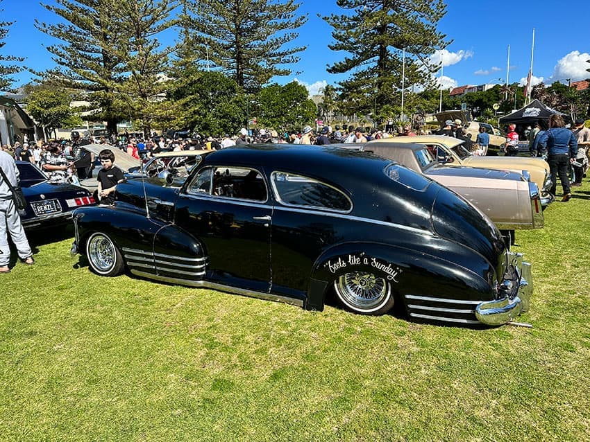 Chrome lowrider with hydraulics at NSW car show 2023