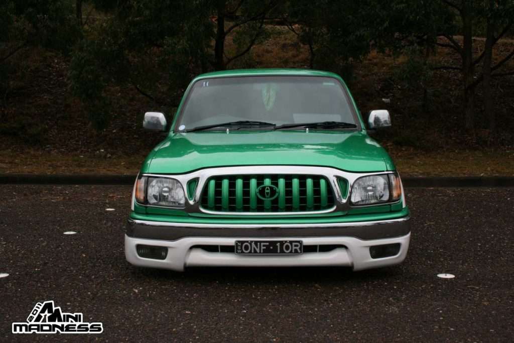 Bright green custom minitruck with lowered stance at Mini Madness 2011 Port Macquarie