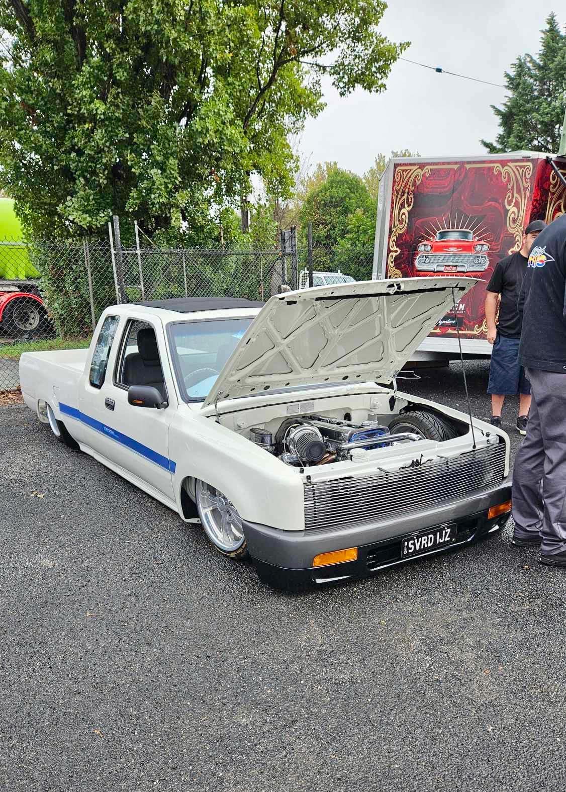Custom vehicle at gathering