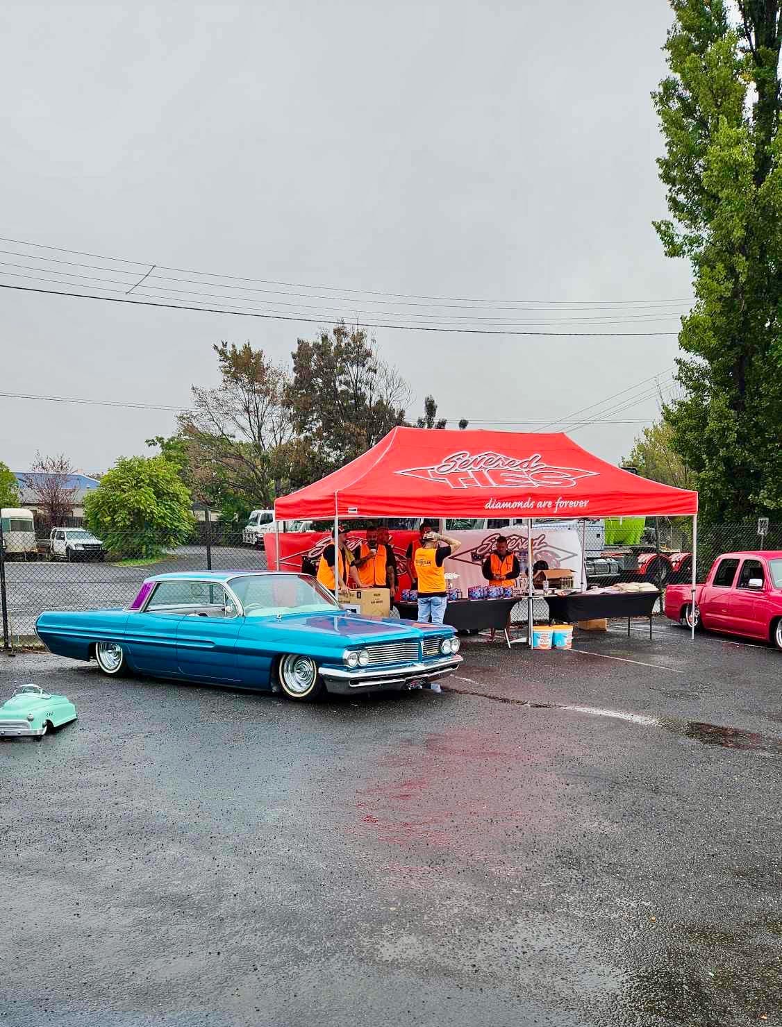 Custom motorcycle on display